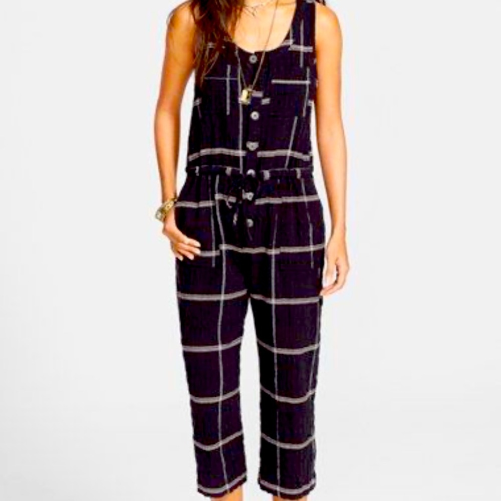 Free People Plaid Jumpsuit